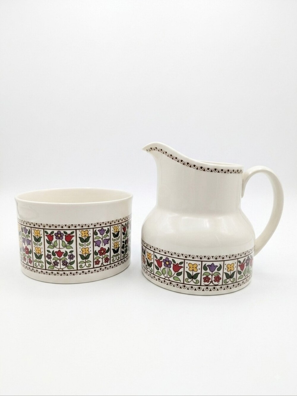 Royal Doulton Fireglow Creamer & Sugar Bowl Set Vintage 1970s Fine China England